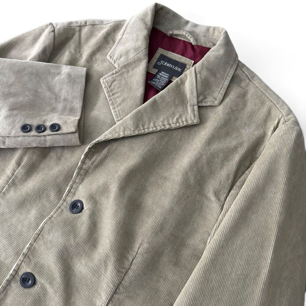 St Johns Bay Corduroy Sport Coat Men M Tan 3 Button Unstructured Blazer Academia